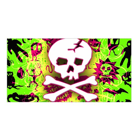 Deathrock Skull & Crossbones Satin Shawl from ArtsNow.com Front
