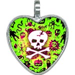 Deathrock Skull & Crossbones Heart Necklace