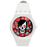 Emo Girl Skull Round Plastic Sport Watch (M)