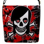 Emo Girl Skull Flap Closure Messenger Bag (S)