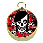 Emo Girl Skull Gold Compass