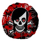 Emo Girl Skull Large 18  Premium Flano Round Cushion 