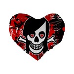 Emo Girl Skull Standard 16  Premium Flano Heart Shape Cushion 