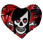 Emo Girl Skull Large 19  Premium Flano Heart Shape Cushion