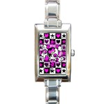 Emo Scene Girl Skull Rectangle Italian Charm Watch