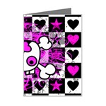 Emo Scene Girl Skull Mini Greeting Card