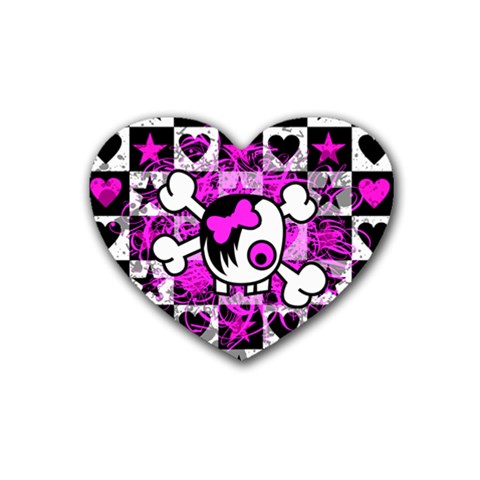 Emo Scene Girl Skull Rubber Heart Coaster (4 pack) from ArtsNow.com Front