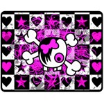 Emo Scene Girl Skull Fleece Blanket (Medium)