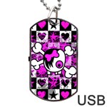 Emo Scene Girl Skull Dog Tag USB Flash (One Side)