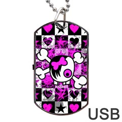 Emo Scene Girl Skull Dog Tag USB Flash (Two Sides) from ArtsNow.com Front