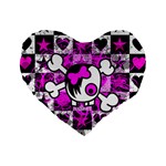 Emo Scene Girl Skull Standard 16  Premium Heart Shape Cushion 