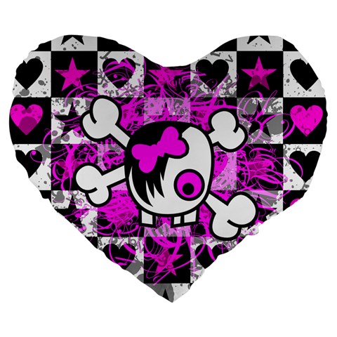 Emo Scene Girl Skull Large 19  Premium Heart Shape Cushion from ArtsNow.com Front