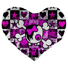 Emo Scene Girl Skull Large 19  Premium Heart Shape Cushion from ArtsNow.com Front