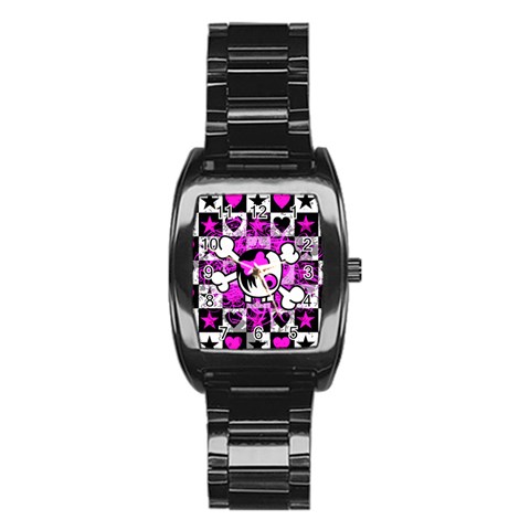 Emo Scene Girl Skull Stainless Steel Barrel Watch from ArtsNow.com Front