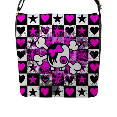 Emo Scene Girl Skull Flap Closure Messenger Bag (L) from ArtsNow.com Front