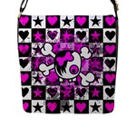 Emo Scene Girl Skull Flap Closure Messenger Bag (L)