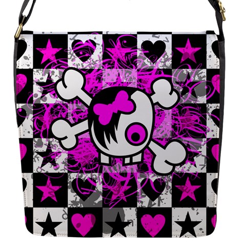 Emo Scene Girl Skull Flap Closure Messenger Bag (S) from ArtsNow.com Front