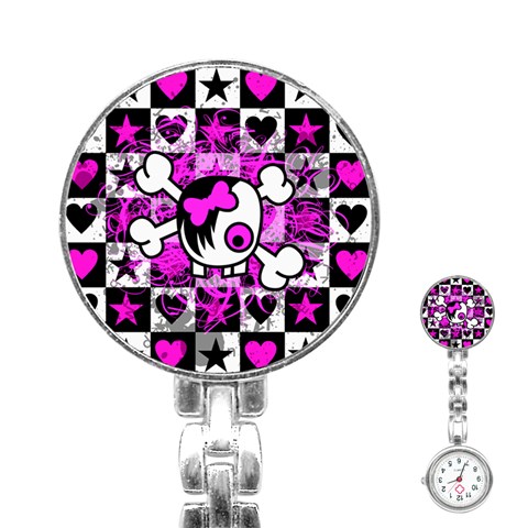 Emo Scene Girl Skull Stainless Steel Nurses Watch from ArtsNow.com Front