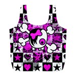 Emo Scene Girl Skull Full Print Recycle Bag (L)