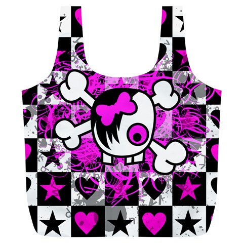 Emo Scene Girl Skull Full Print Recycle Bag (XL) from ArtsNow.com Front