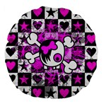 Emo Scene Girl Skull Large 18  Premium Flano Round Cushion 