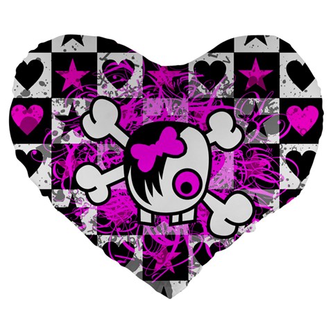 Emo Scene Girl Skull Large 19  Premium Flano Heart Shape Cushion from ArtsNow.com Front
