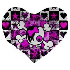 Emo Scene Girl Skull Large 19  Premium Flano Heart Shape Cushion from ArtsNow.com Back