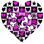 Emo Scene Girl Skull Wooden Puzzle Heart