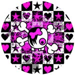 Emo Scene Girl Skull Wooden Puzzle Round