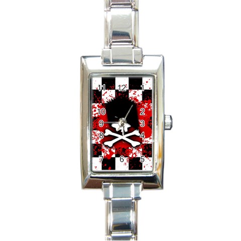 Emo Skull Rectangle Italian Charm Watch from ArtsNow.com Front