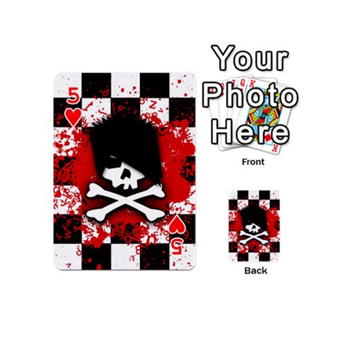 Emo Skull Playing Cards 54 Designs (Mini) from ArtsNow.com Front - Heart5