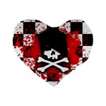 Emo Skull Standard 16  Premium Flano Heart Shape Cushion 