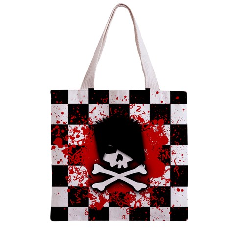 Emo Skull Zipper Grocery Tote Bag from ArtsNow.com Front