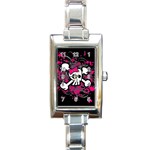 Girly Skull & Crossbones Rectangle Italian Charm Watch