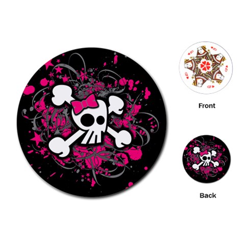 Girly Skull & Crossbones Playing Cards Single Design (Round) from ArtsNow.com Front