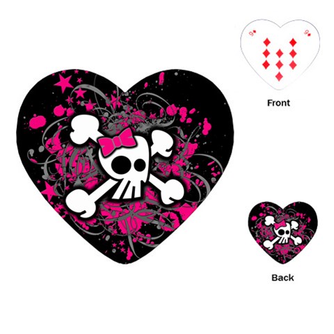 Girly Skull & Crossbones Playing Cards Single Design (Heart) from ArtsNow.com Front