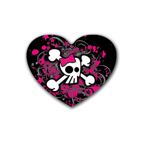 Girly Skull & Crossbones Rubber Heart Coaster (4 pack) from ArtsNow.com Front