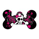 Girly Skull & Crossbones Dog Tag Bone (One Side)