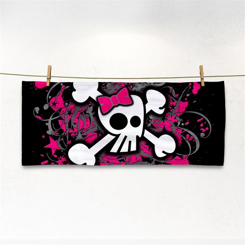 Girly Skull & Crossbones Hand Towel from ArtsNow.com Front