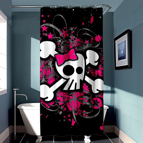 Girly Skull & Crossbones Shower Curtain 36  x 72  (Stall) from ArtsNow.com Curtain(36 X72 ) - 33.26 x66.24  Curtain(36 X72 )