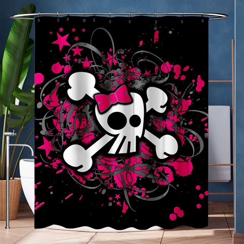 Girly Skull & Crossbones Shower Curtain 60  x 72  (Medium) from ArtsNow.com 60 x72  Curtain