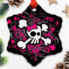 Girly Skull & Crossbones Snowflake Ornament (Two Sides) from ArtsNow.com Front