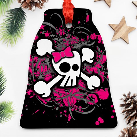 Girly Skull & Crossbones Bell Ornament (Two Sides) from ArtsNow.com Front
