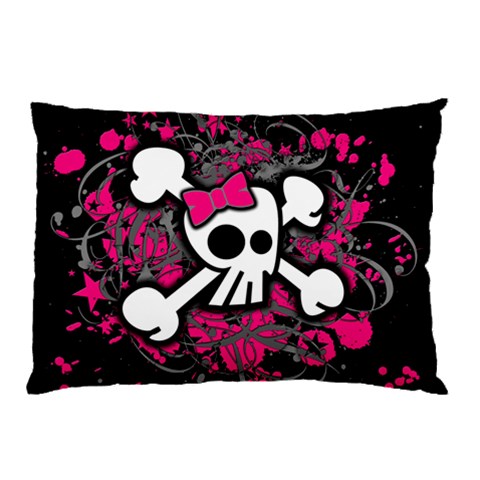 Girly Skull & Crossbones Pillow Case (Two Sides) from ArtsNow.com Front
