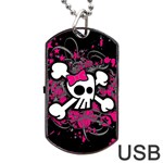 Girly Skull & Crossbones Dog Tag USB Flash (One Side)