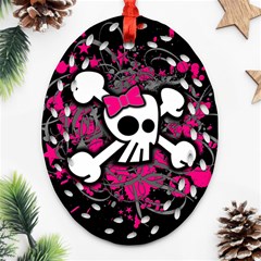 Girly Skull & Crossbones Oval Filigree Ornament (Two Sides) from ArtsNow.com Front