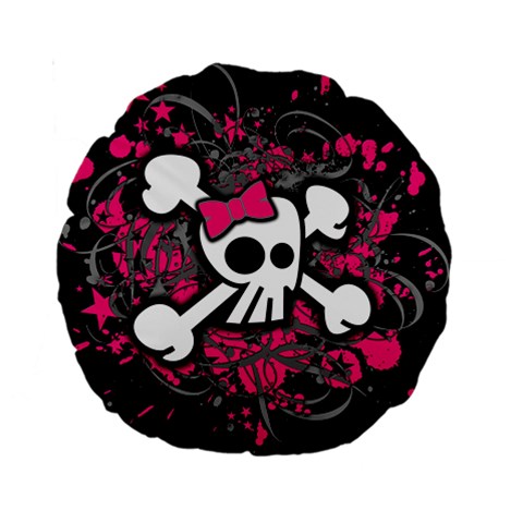 Girly Skull & Crossbones Standard 15  Premium Round Cushion  from ArtsNow.com Front
