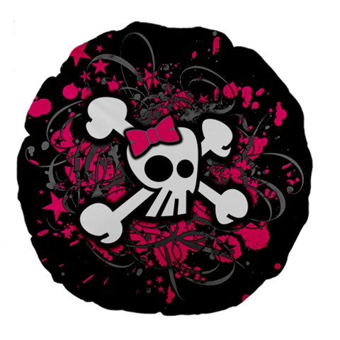 Girly Skull & Crossbones Large 18  Premium Round Cushion  from ArtsNow.com Front