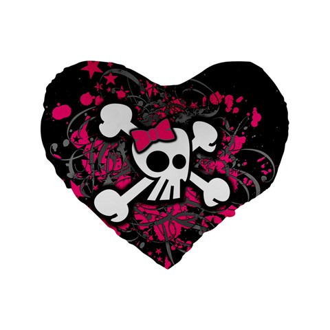Girly Skull & Crossbones Standard 16  Premium Heart Shape Cushion  from ArtsNow.com Front