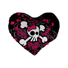 Girly Skull & Crossbones Standard 16  Premium Heart Shape Cushion  from ArtsNow.com Front